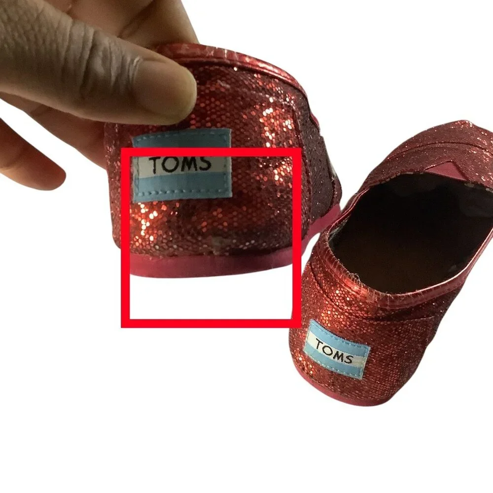 Toms Youth Classic Red Glitter Slip On Shoes Size 5.5‎ Lightweight Casual Flats